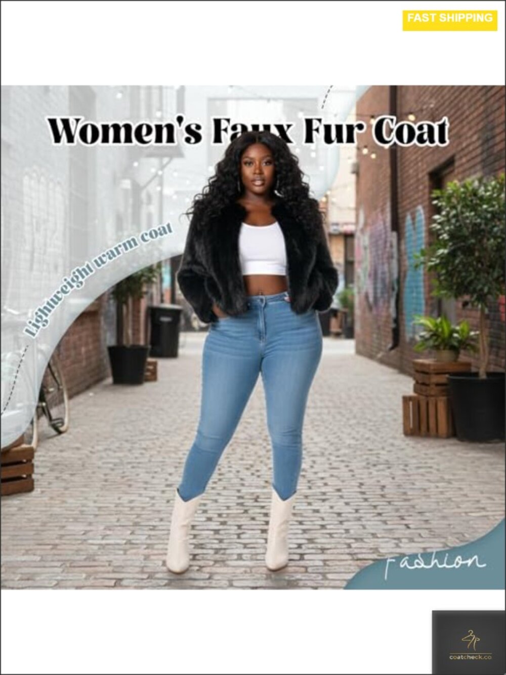 Faux Fur Coat Women Fuzzy Fluffy Long Sleeve Winter Jacket with Pockets Plus - Picture 2 of 6